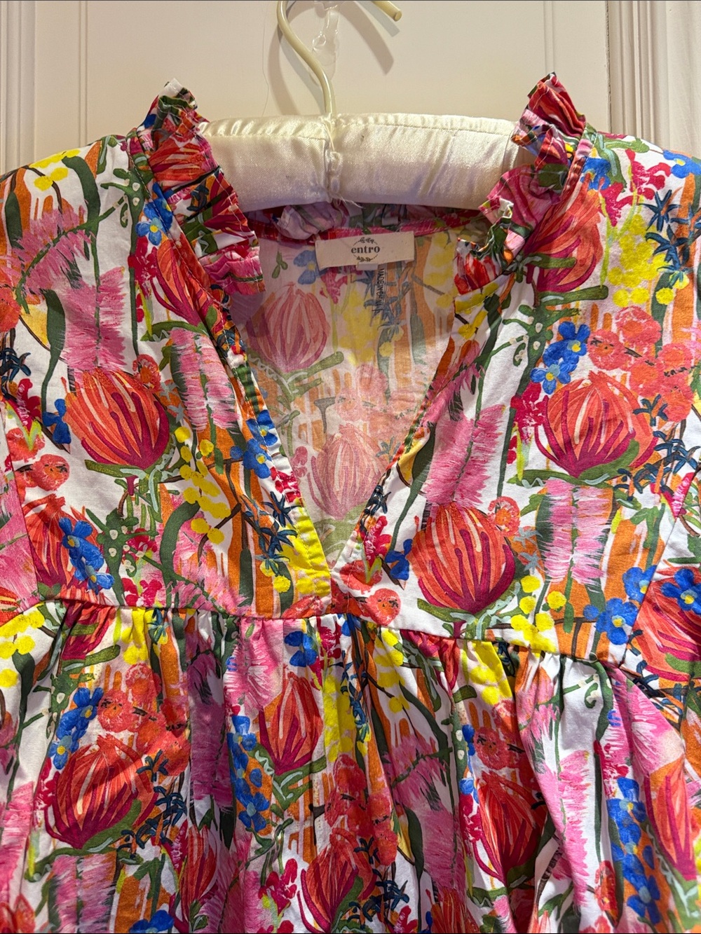 Entro Babydoll Floral Puff-Sleeve Blouse-Size 1X-NWOT - Picture 4 of 9